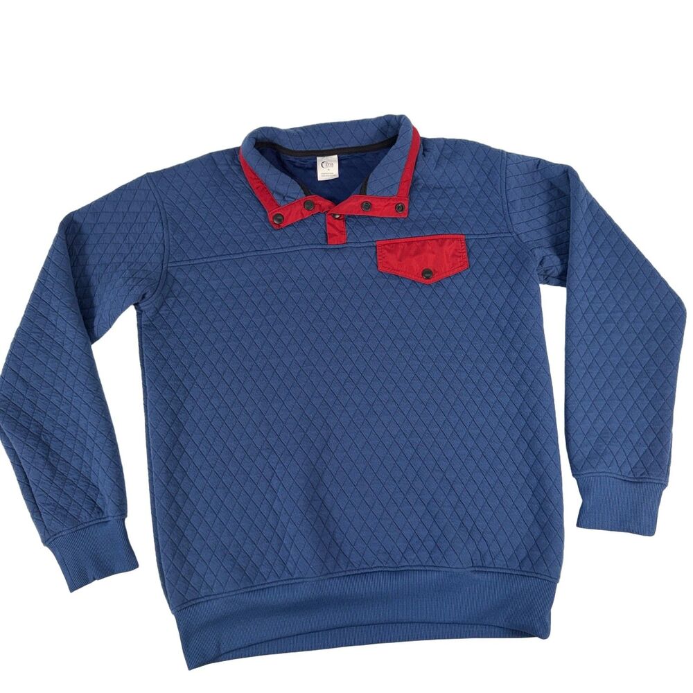 Zyia Active XL Blue Quilted Snap Pullover Red Contrast Chest Pocket
